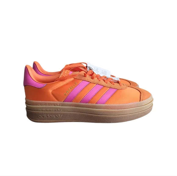 ADIDAS Orange Purple Gazelle Bold Lace Up Sneakers Size 9 - Picture 5 of 15